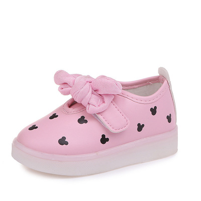 Girls Bowknot Led Illuminated Shoes Lightweight And Breathable