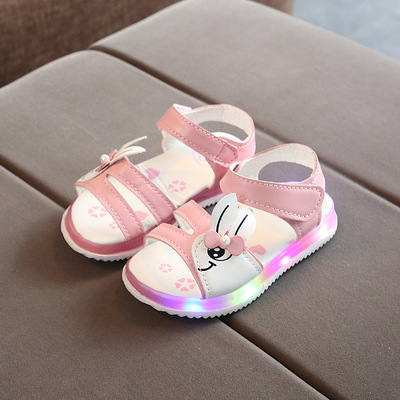 New Girls' Toothy Fashion Luminous Princess Shoes With Breathable Soft Sole