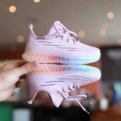 Summer New Fashion Girls Breathable Flying Woven Casual Shoes