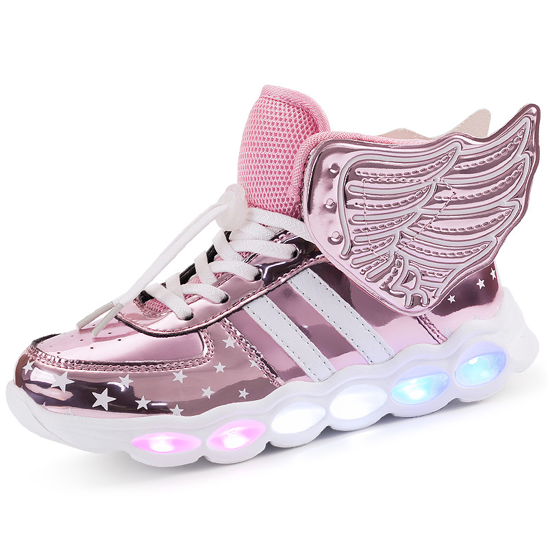 Boys Sports Shoes, Light-up Shoes, Usb Charging Wings, L Flashing Colorful Luminous Shoes