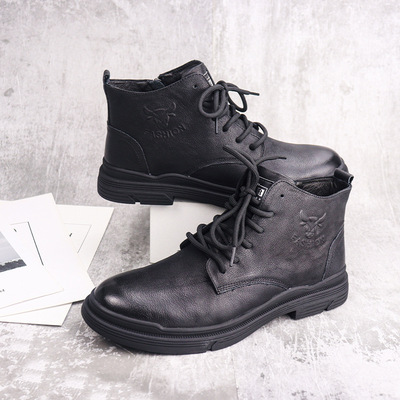 Top Layer Cowhide Retro Martin Boots New Leather Round Toe Casual Leather Boots