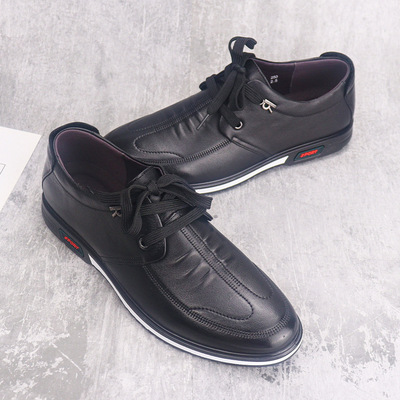 First Layer Cowhide Lace-up Men's Casual Leather Shoes