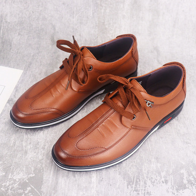 First Layer Cowhide Lace-up Men's Casual Leather Shoes