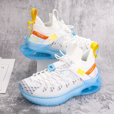 Men's Color Matching Sports Running Shoes With Suction Mold Bottom Breathable Lace-up Fashion