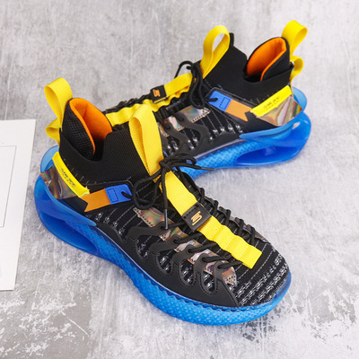 Men's Color Matching Sports Running Shoes With Suction Mold Bottom Breathable Lace-up Fashion
