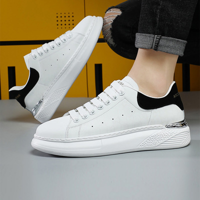 Fashion Trendy Men's Luminous Shoes Autumn 2021 New Leather White Shoes