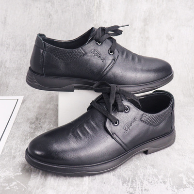 New Thick-heel Four Seasons Work Shoes Leather Men's Shoes