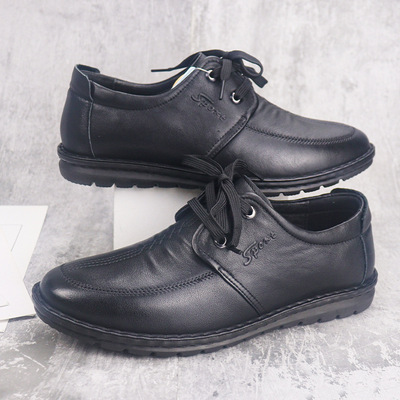 The First Layer Cowhide Lace-up Men's Casual Leather Shoes 2021 Fall New Leather Men's Shoes