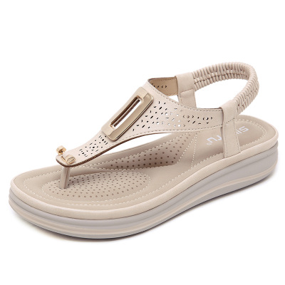 Metal Buckle Laser Line Wedge Heel Fashion Sandals