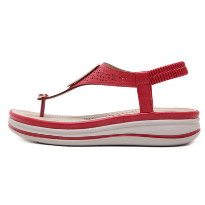 Metal Buckle Laser Line Wedge Heel Fashion Sandals