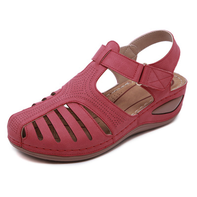 Retro Route Adhesive Wedge Toe Cap Sandals