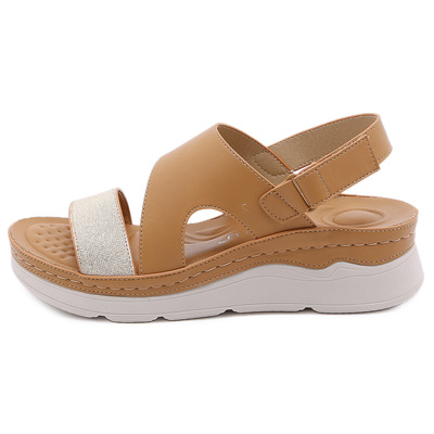 Outsole Lightweight Velcro Route Casual Slope Heel Women Sandals