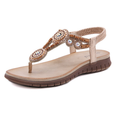High-grade Soft Sole Women's Shoes With Beaded Rhinestone Buckle Two-tone Sole