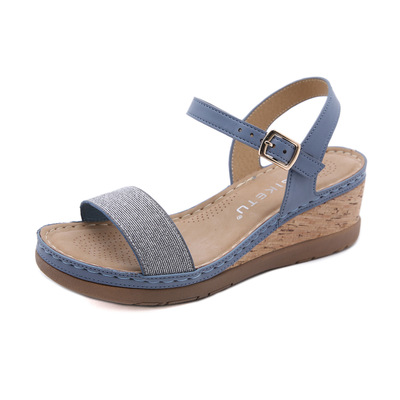 European And American Wedge Color Matching Large Size Comfortable Sandals