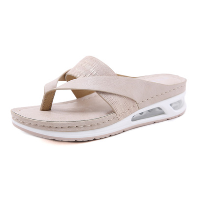 Casual Cushioned Large Size Car Stitching Wedge Heel Comfortable Flip-flops