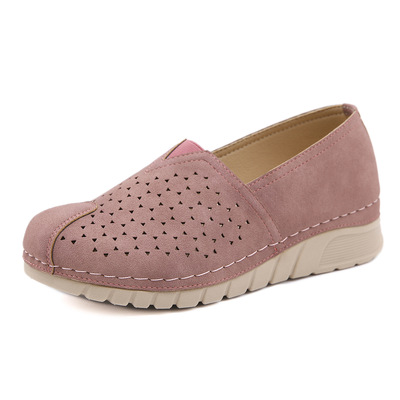 Lightweight Hollow Car Line Large Size Round Toe Comfortable Thick-soled Loafers