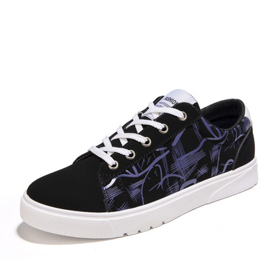 Casual Shoes Canvas Shoes Men's Korean Style Trendy Sneakers Low-top Black Cloth Shoes