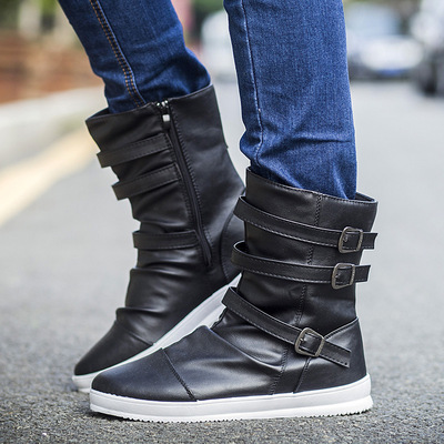 Belt Buckle Men's Boots Korean Style High Boots Fashion Outdoor Boots