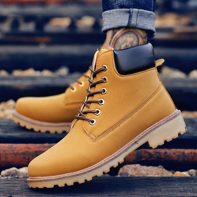 British Martin Boots Men's Lace-up Pu Leather Men's Shoes Trend High-top Casual Snow Boots