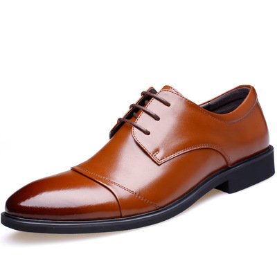 Business Formal Wear Leather Shoes Cowhide Hollow Leather Shoes Men's Lace-up Breathable