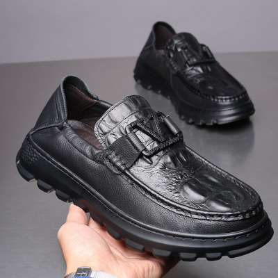Business British Casual Leather Shoes Men's Cowhide Korean Style Trend All-match