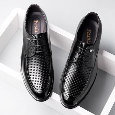 Summer Hollow Leather Shoes Men's Small Size Increase In Men's Shoes