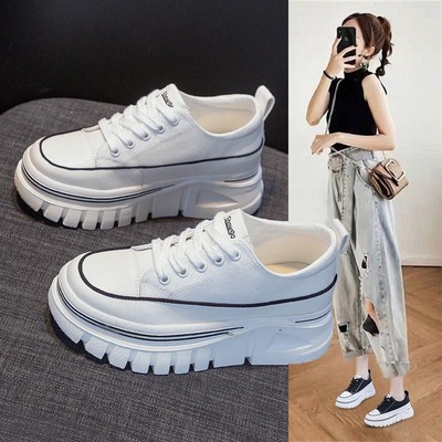 Genuine Leather New Sponge Cake Thick-soled Hot Style All-match Women's Shoes Increase In Height