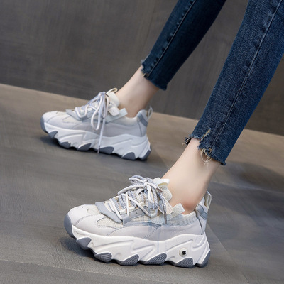 Breathable Inner Heightening Autumn White Women's Shoes Casual Sports Shoes