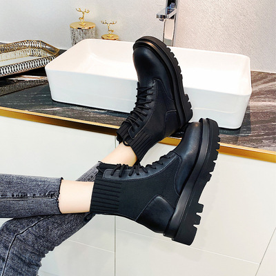 Martin Boots Women's Autumn Thin British Style All-match Knitted Breathable Boots