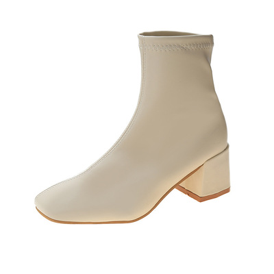 Square Toe Fashionable And Comfortable Thick-heeled Mid-tube British Style Martin Boots