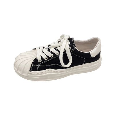 Large Toe Canvas Shoes, Shell Toe, White Shoes, Casual Platform Platform Shoes, Dissolving Shoes