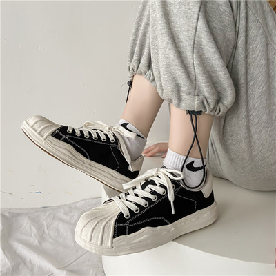 Large Toe Canvas Shoes, Shell Toe, White Shoes, Casual Platform Platform Shoes, Dissolving Shoes