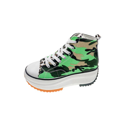 Camouflage High-top Shoes Thick-soled Canvas Shoes Sports Casual Shoes Increased Couple Platform Shoes