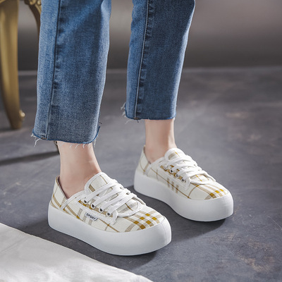 New Style White Shoes Thick Bottom Breathable Korean Casual Net Red Canvas Shoes