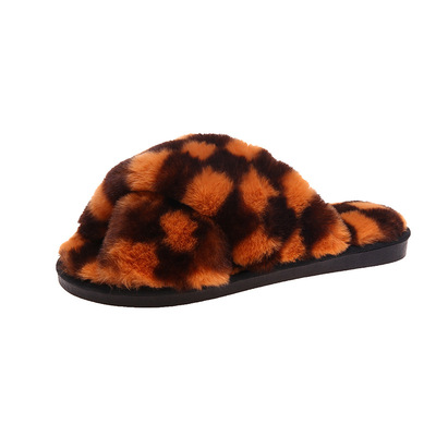 New Style Wool Slippers Women's Checkered European And American Home Cotton Slippers