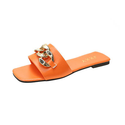 New Korean Style Fashion Chain Casual Flat-bottomed Beach Slippers