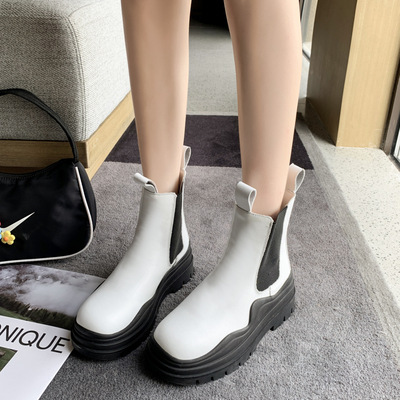 Trifle-bottom Chelsea Boots Net Red Thin Sleeve Boots Thick-soled Motorcycle Boots