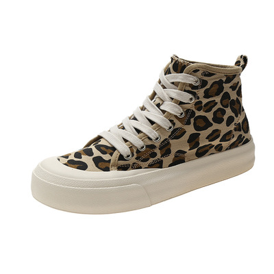 High-top Canvas Shoes Korean Style Round Toe Thick Sole Shoes Street Fashion Trend