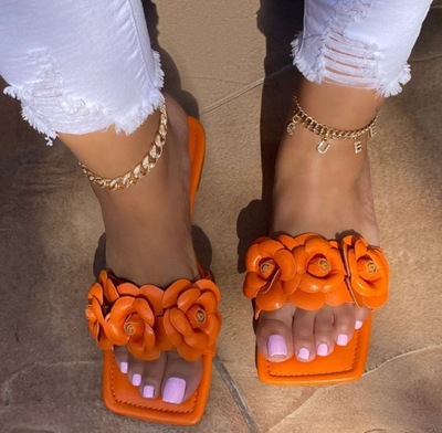 Flower Beach Shoes, Flat Sandals, Outer Wear Slipper Large Size Slippers