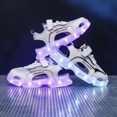 Mesh Children's Luminous Shoes Boys Usb Charging Light-up Shoes Girls Led Flashing Lights