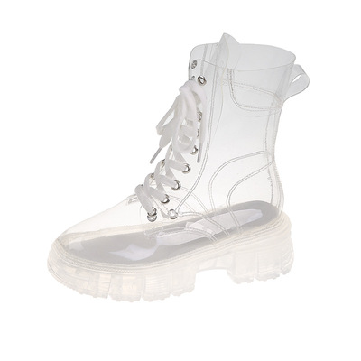 Fashion Boots Women's Summer 2021 New Net Red Fashion Lace Transparent Jelly Sponge Cake Thick-soled Short Boots