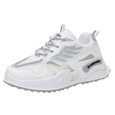 Flat-bottomed Student Running Shoes With Breathable Mesh And Color Matching
