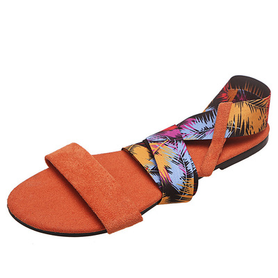 European And American Casual Hollow Ankle Strap Flat Roman Sandals