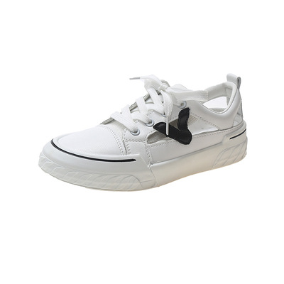 The New Hollow Student Flat-bottomed Casual Platform White Shoes