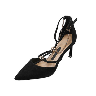 Fashion Sexy Temperament Pointed Toe Roman Shoes Stiletto Chain High Heels
