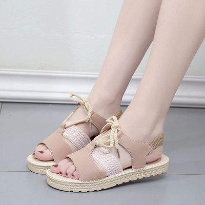 Sandals Women Casual Flat Woven Soft Bottom Japanese Fairy Style
