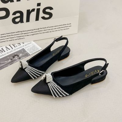 Summer New Styles Are Good For Net Red Pearl Medium Thick Heel Single Shoes Female Ins Tide