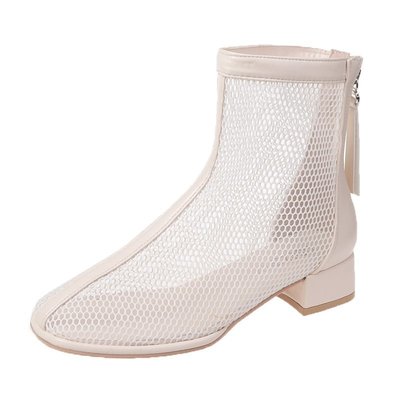British Martin Boots Women's Hollow Breathable Thin Thick Heel Ankle Boots