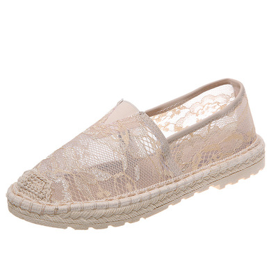 Breathable Lace Fisherman Shoes Women's Flat Bottom Casual Small Fragrant Linen Lazy Pedal