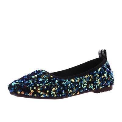New Style Net Red Fashion Temperament Flat Bottom Small Fragrance Retro Sequined Beanie Shoes